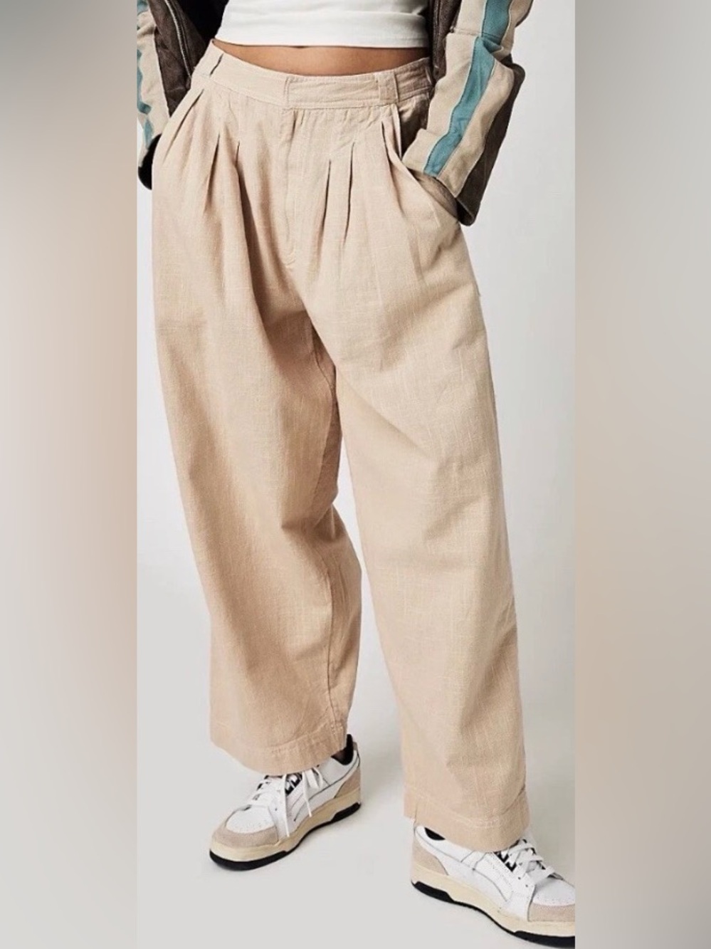 Free People  lotta love linen pleated pants. Size 12
